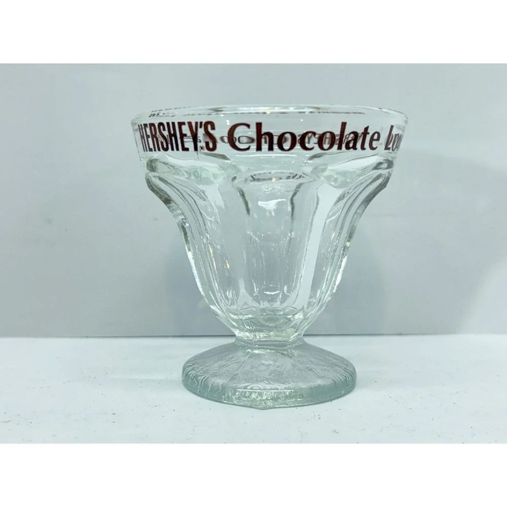 Hershey's Chocolate Lover Glass Sundae Cup Set of 4 Pedestal Fluted Retro 3
